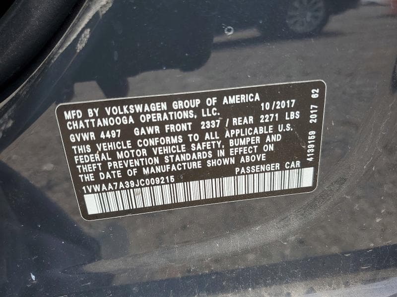 2018 VOLKSWAGEN PASSAT S S 12