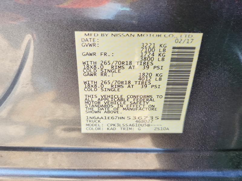 2017 NISSAN TITAN SV 12