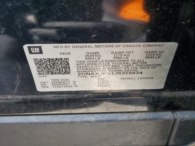 2018 CHEVROLET EQUINOX LT 13