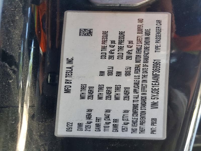 2022 TESLA MODEL 3 13