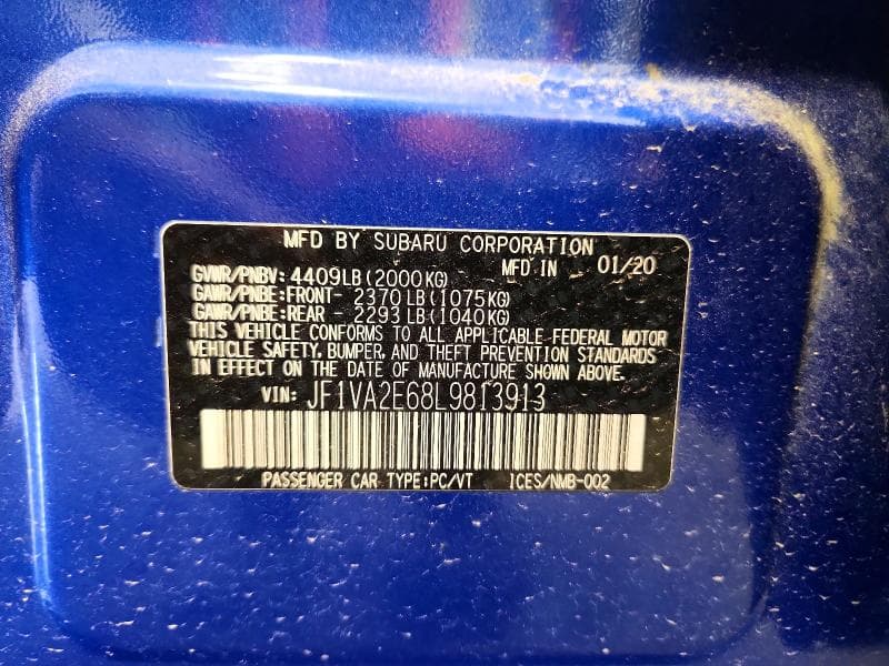 2020 SUBARU WRX STI 13