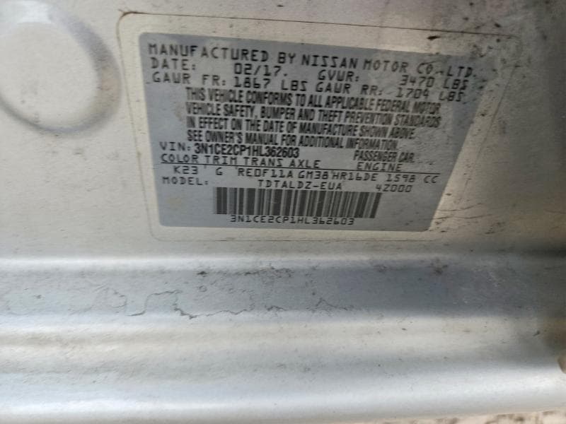 2017 NISSAN VERSA NOTE SV 13