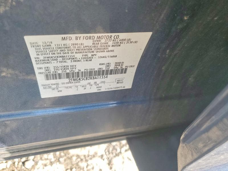 2019 FORD FLEX SEL 12