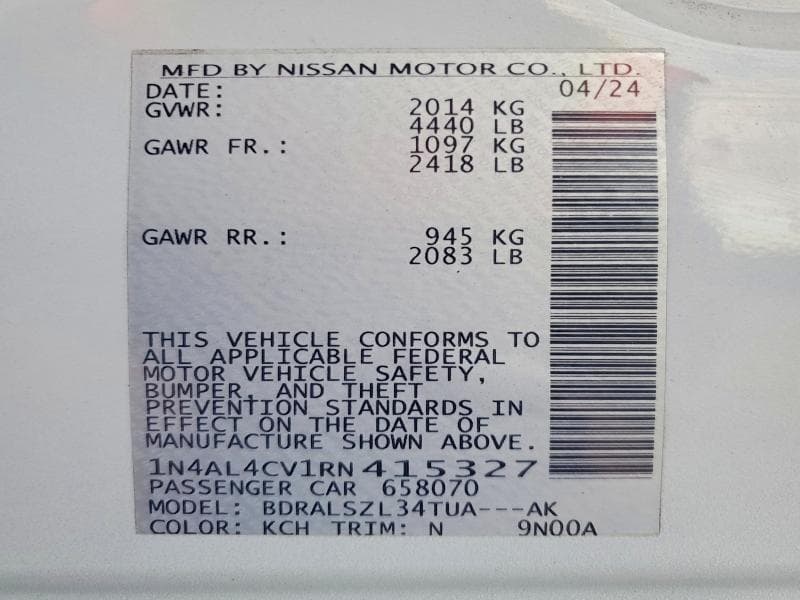 2024 NISSAN ALTIMA SR 12