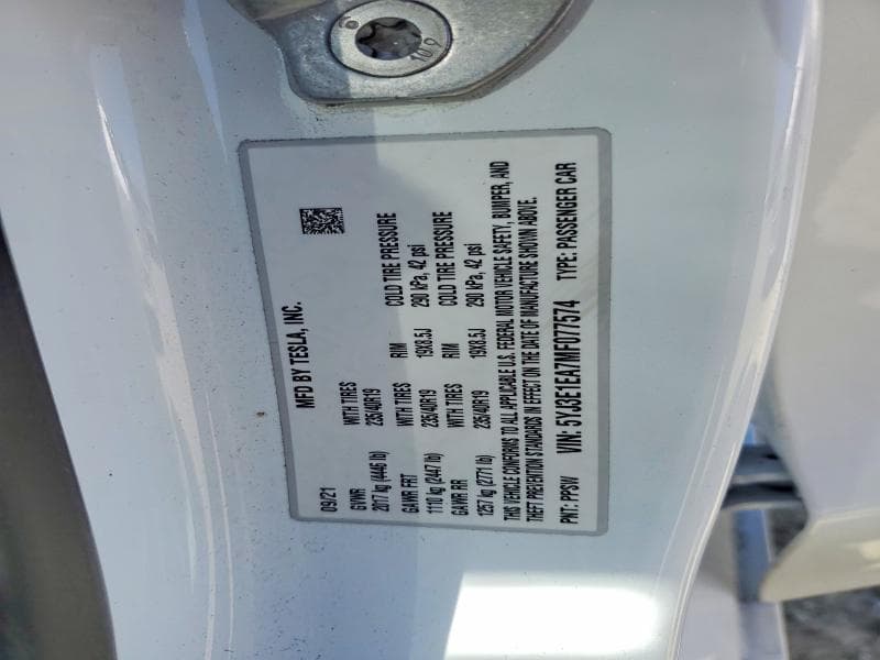 2021 TESLA MODEL 3 12