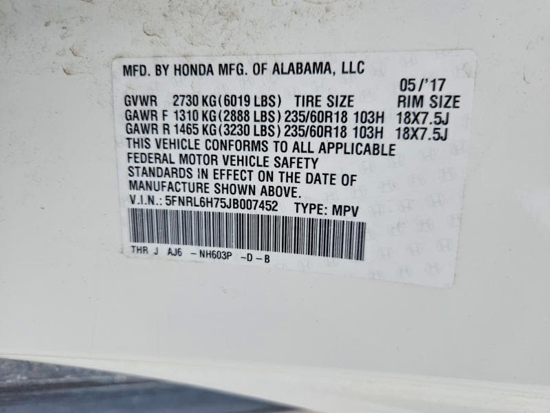 2018 HONDA ODYSSEY EXL 13