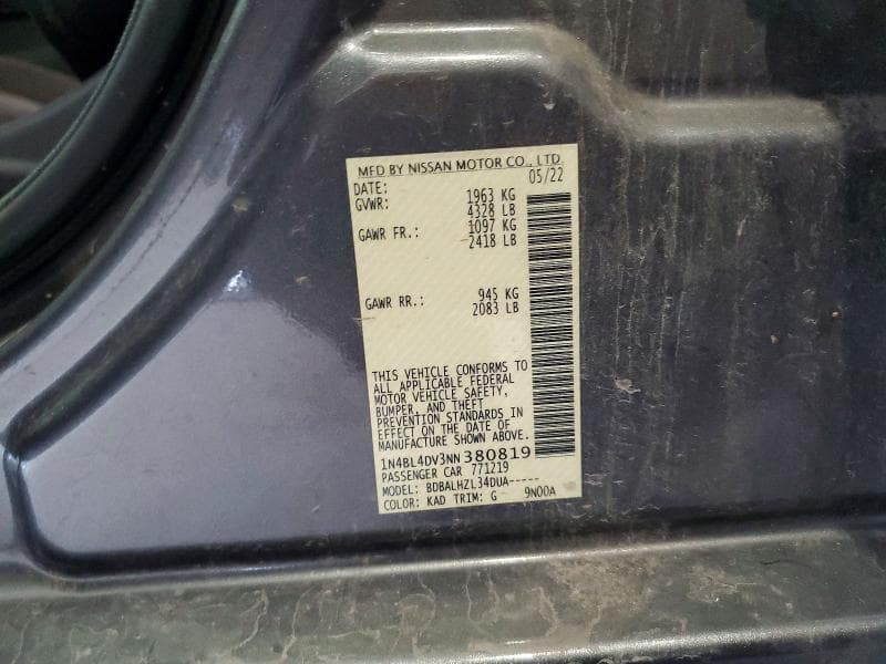 2022 NISSAN ALTIMA SV 12