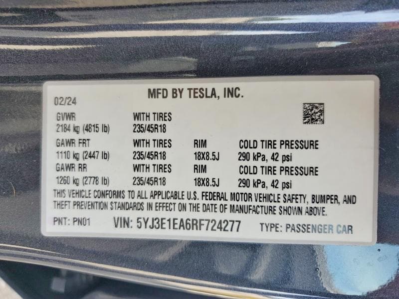 2024 TESLA MODEL 3 12