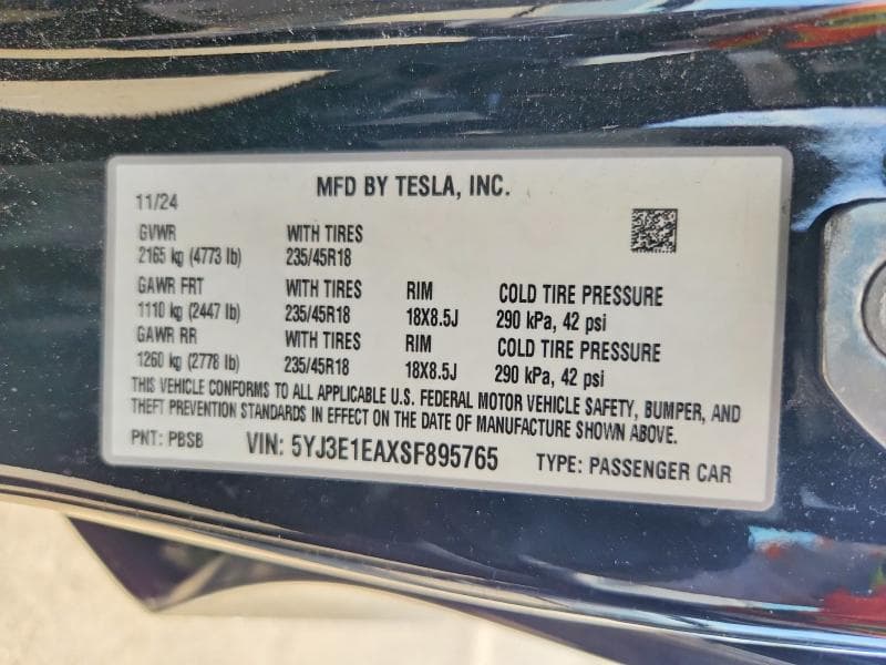 2025 TESLA MODEL 3 12