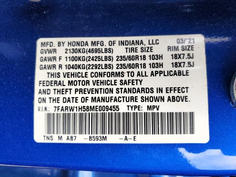 2021 HONDA CR V 14