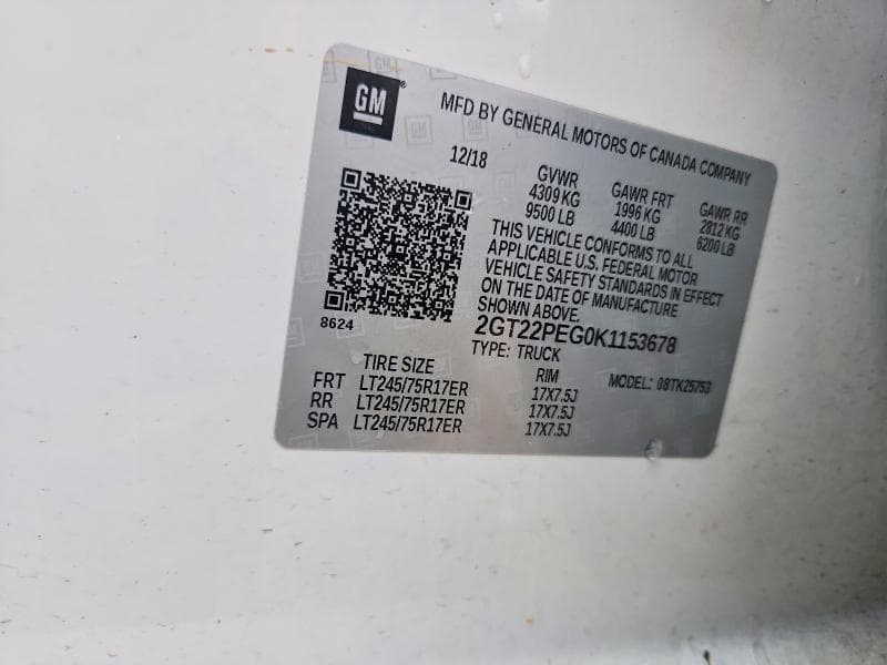2019 GMC SIERRA K2500 SLE 12
