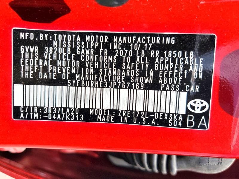 2018 TOYOTA COROLLA XSE 12