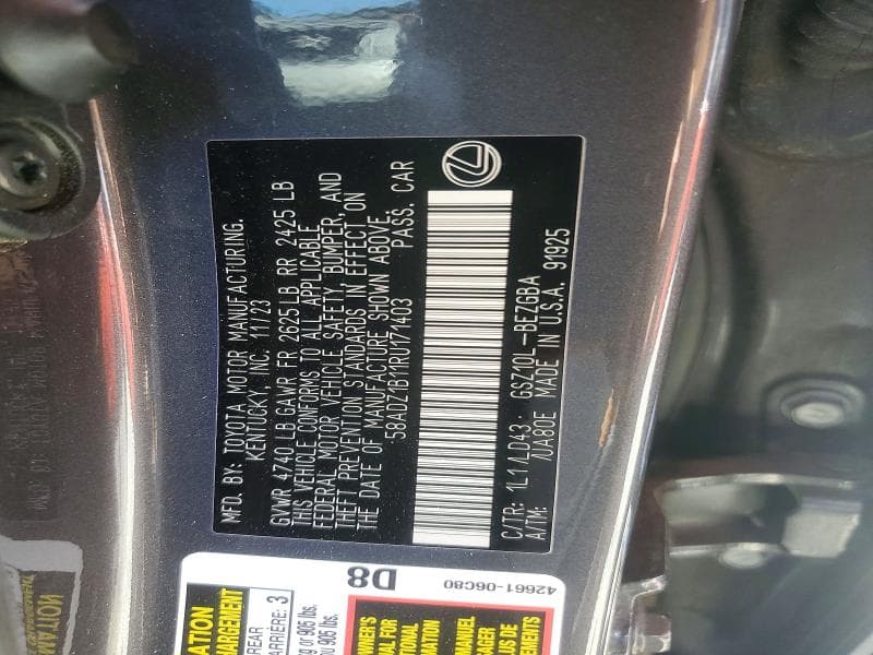 2024 LEXUS ES 350 BASE 12