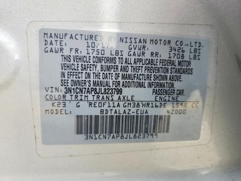2018 NISSAN VERSA S PLUS 13