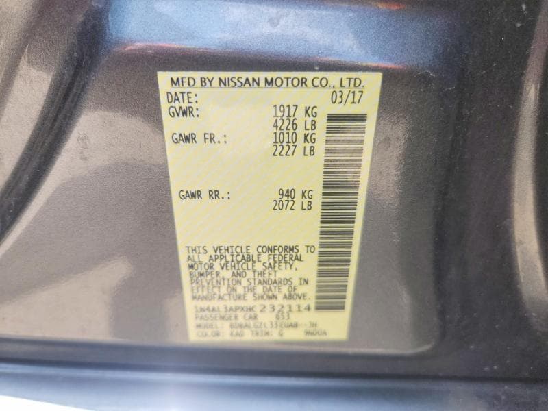 2017 NISSAN ALTIMA 2.5 12