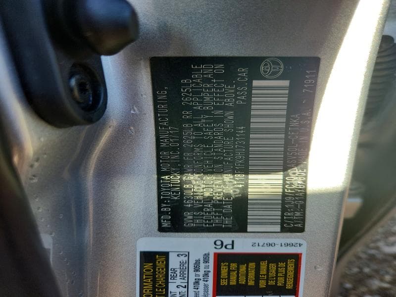 2017 TOYOTA CAMRY LE 12