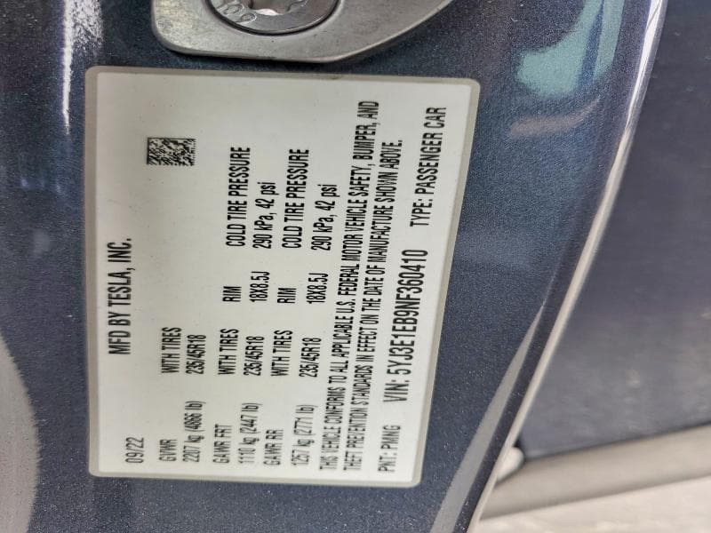 2022 TESLA MODEL 3 12