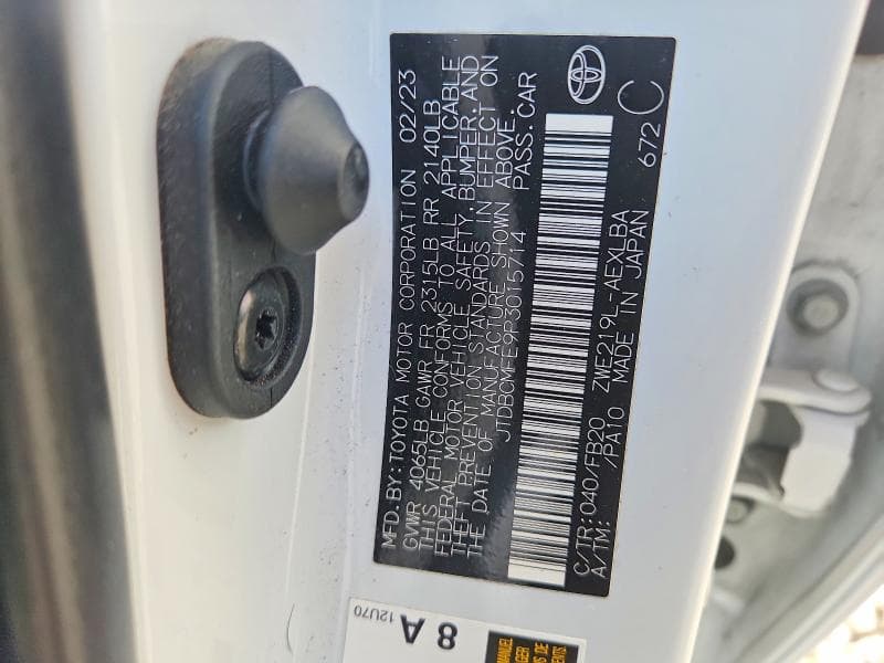 2023 TOYOTA COROLLA HYBRID LE 12