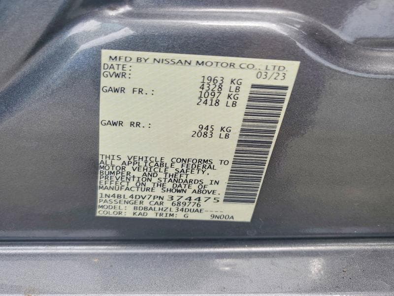 2023 NISSAN ALTIMA SV 12