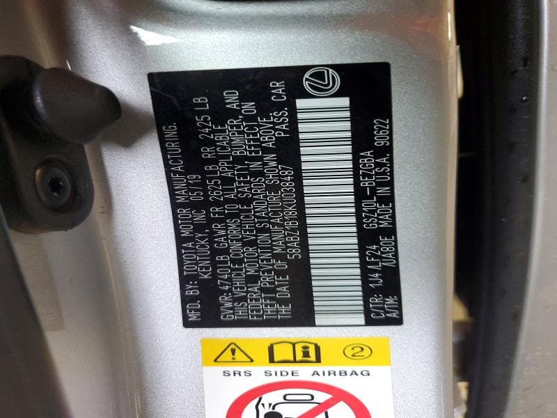 2019 LEXUS ES 350 12