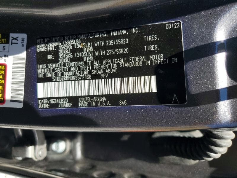 2022 TOYOTA HIGHLANDER LIMITED 12