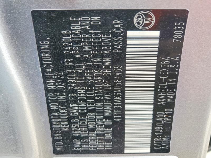 2022 TOYOTA CAMRY XLE 13