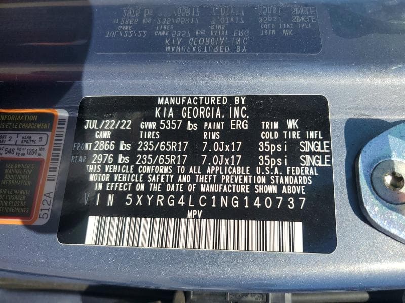 2022 KIA SORENTO LX 13
