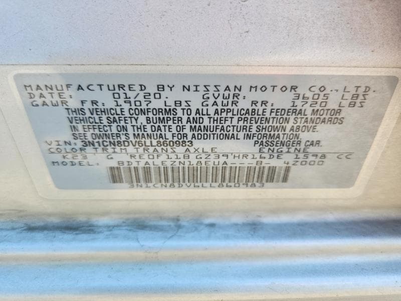 2020 NISSAN VERSA S 12