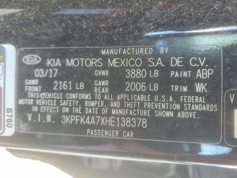 2017 KIA FORTE LX 12
