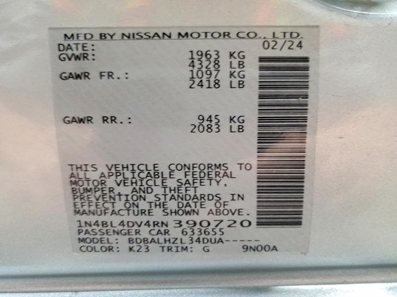 2024 NISSAN ALTIMA SV 12