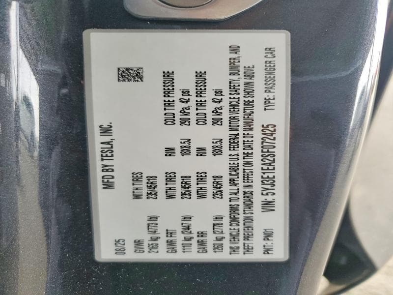 2025 TESLA MODEL 3 12