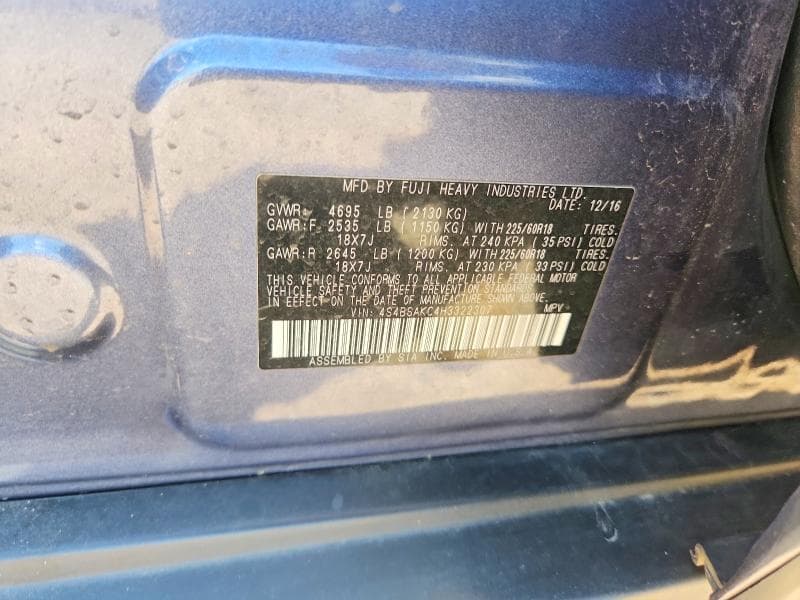2017 SUBARU OUTBACK 2.5I LIMITED 12