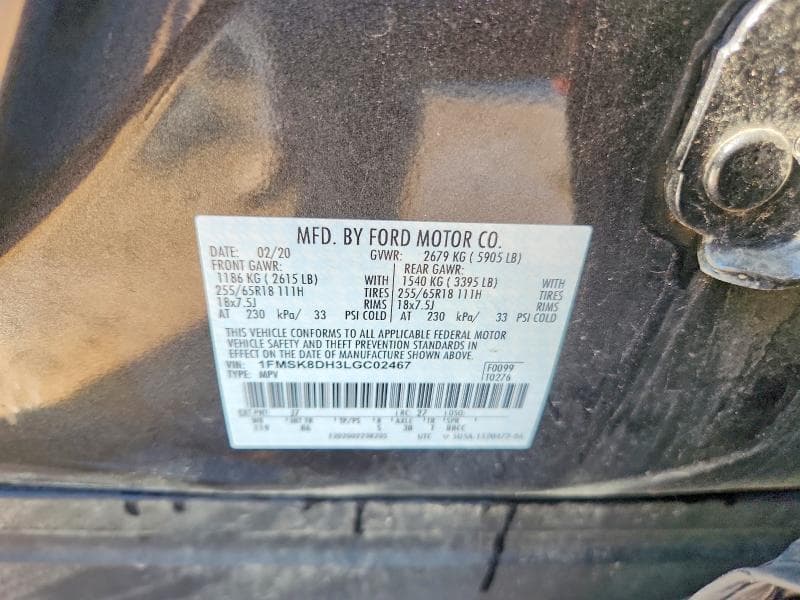 2020 FORD EXPLORER XLT 13