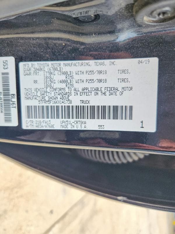 2019 TOYOTA TUNDRA SR 13