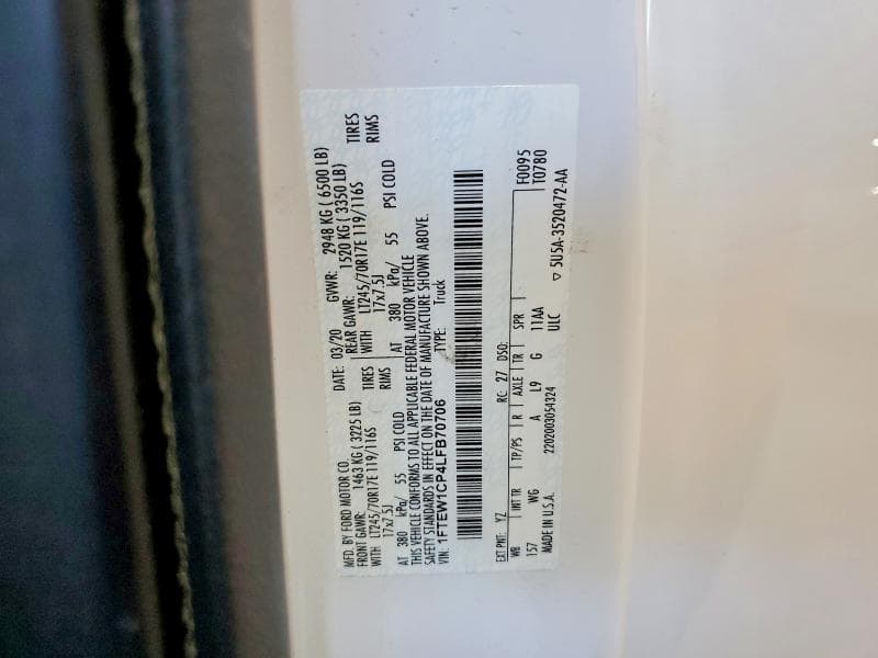 2020 FORD F150 SUPERCREW 12