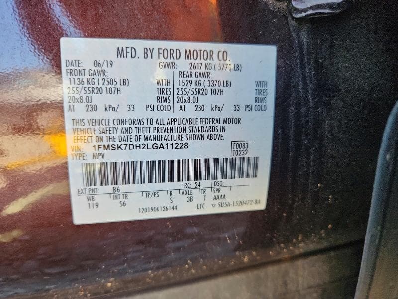 2020 FORD EXPLORER XLT 14