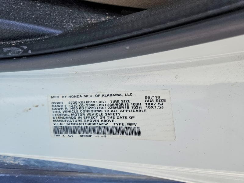 2019 HONDA ODYSSEY EXL 13