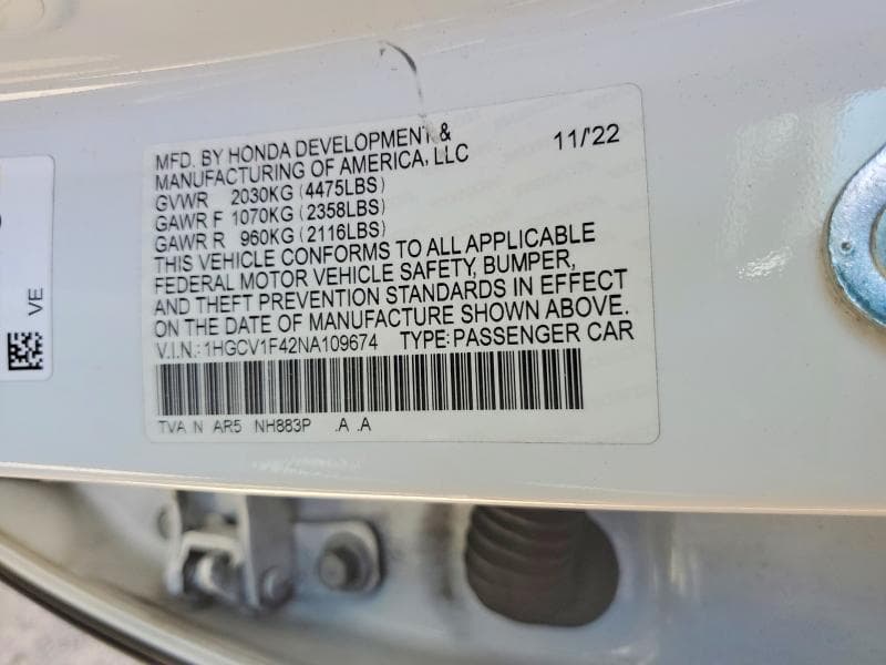 2022 HONDA ACCORD SPORT SE 12