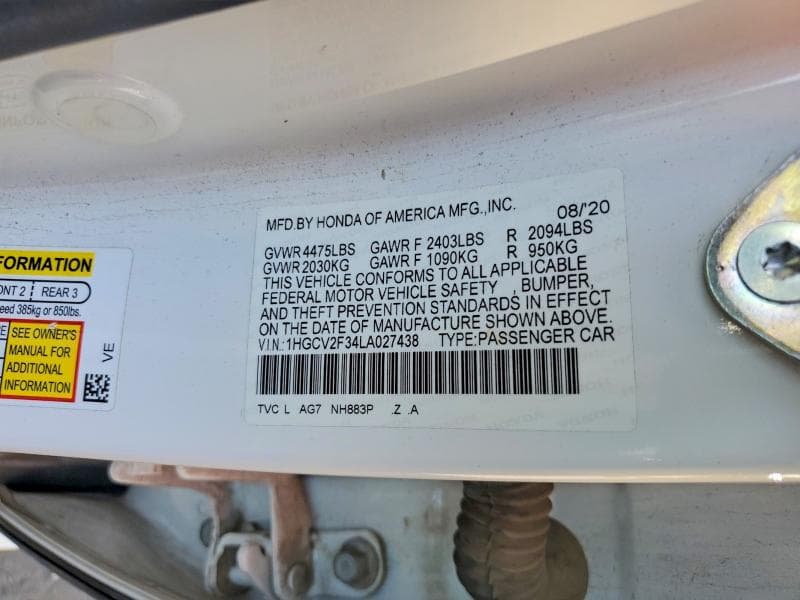2020 HONDA ACCORD SPORT 12