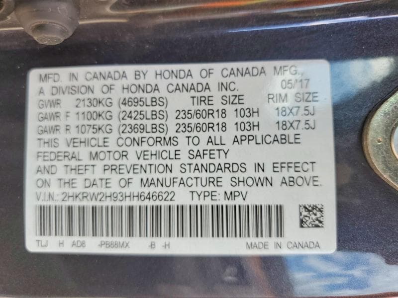 2017 HONDA CR-V TOURING 12