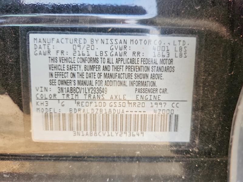 2020 NISSAN SENTRA SV 12
