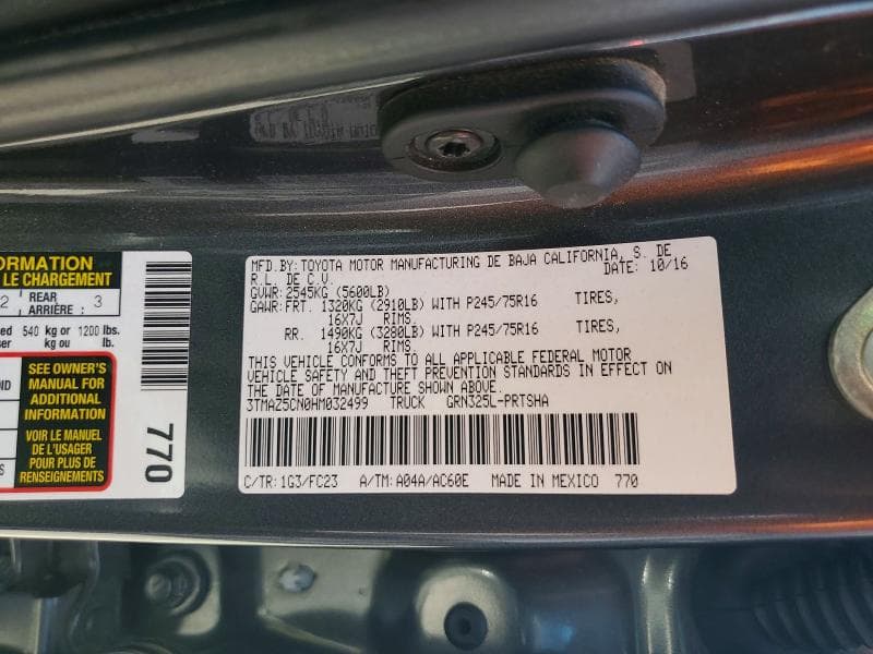 2017 TOYOTA TACOMA SR5 V6 12