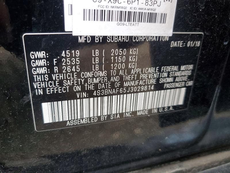 2018 SUBARU LEGACY 2.5I PREMIUM 12