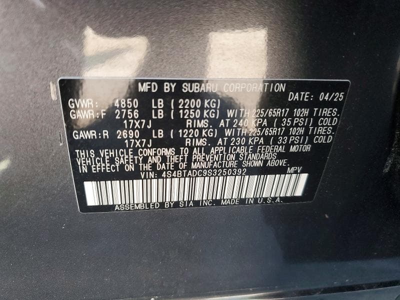 2025 SUBARU OUTBACK PREMIUM 12