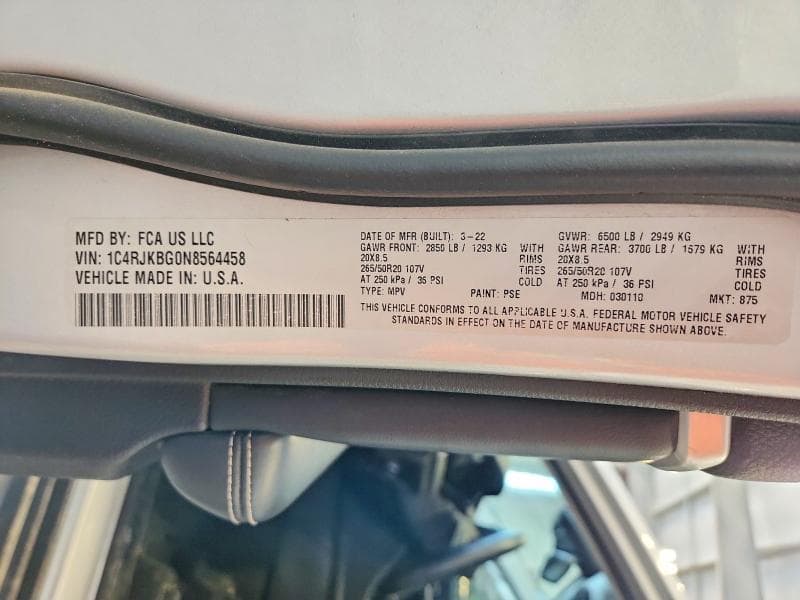 2022 JEEP GRAND CHEROKEE L LIMITED 12