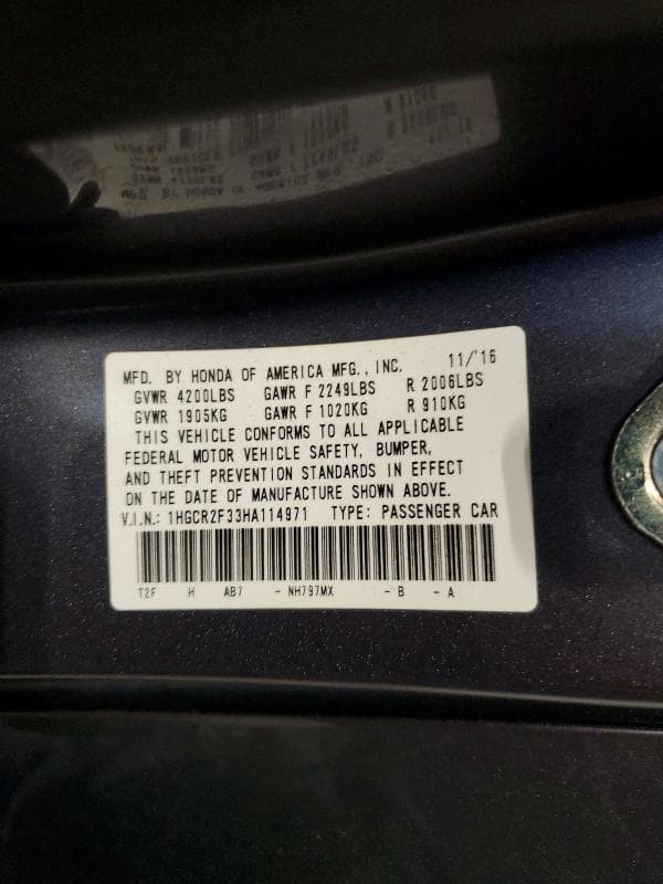 2017 HONDA ACCORD LX 12
