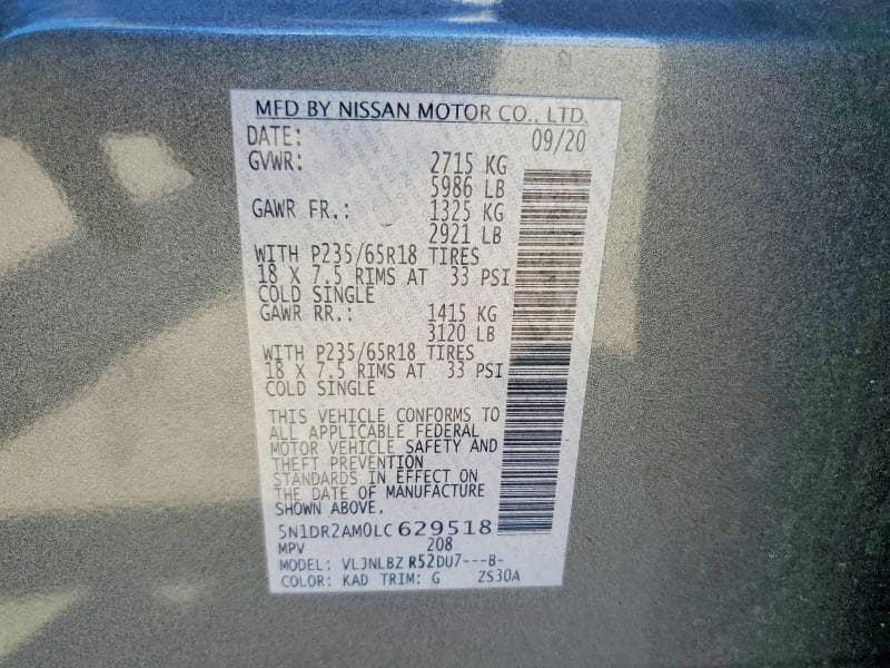 2020 NISSAN PATHFINDER S 13