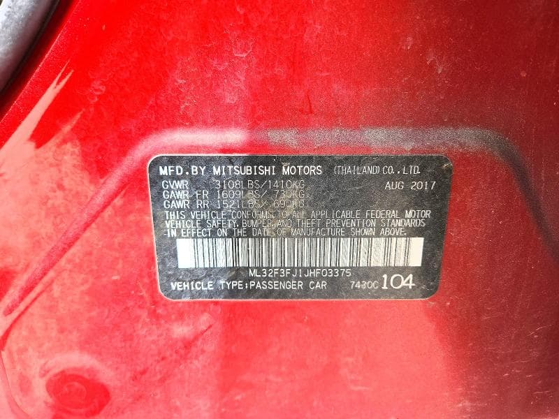 2018 MITSUBISHI MIRAGE 12