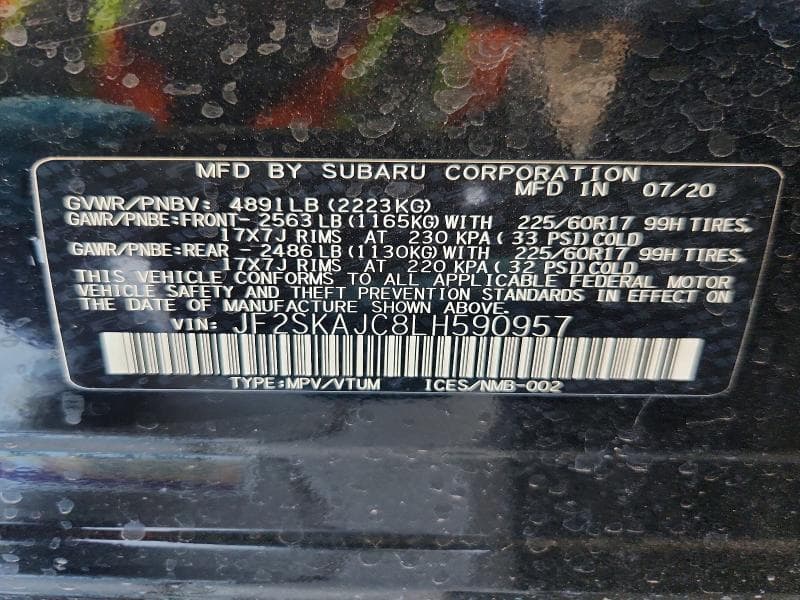 2020 SUBARU FORESTER PREMIUM 12