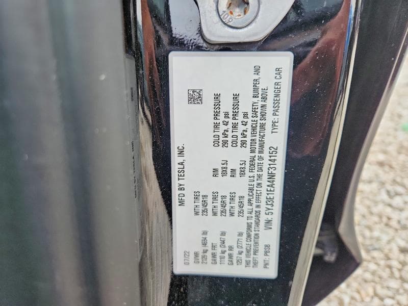 2022 TESLA MODEL 3 12
